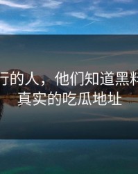 真正懂行的人，他们知道黑料才是最真实的吃瓜地址