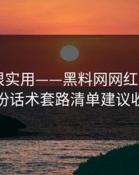冷门但很实用——黑料网网红黑料——这份话术套路清单建议收藏