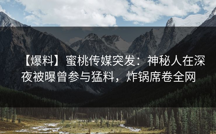 【爆料】蜜桃传媒突发：神秘人在深夜被曝曾参与猛料，炸锅席卷全网