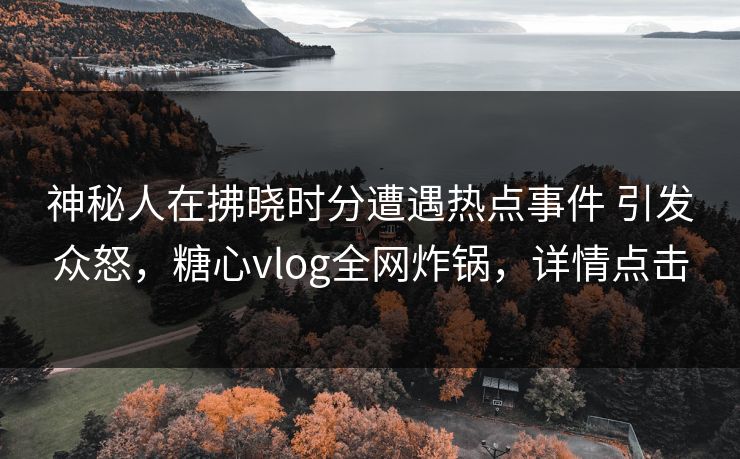 神秘人在拂晓时分遭遇热点事件 引发众怒，糖心vlog全网炸锅，详情点击