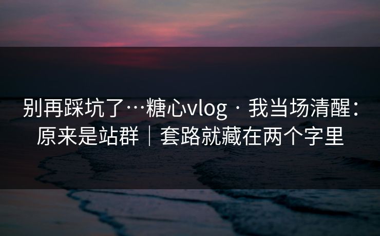 别再踩坑了…糖心vlog · 我当场清醒：原来是站群｜套路就藏在两个字里